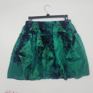 Green Celtic Pattern A-Line Skirt